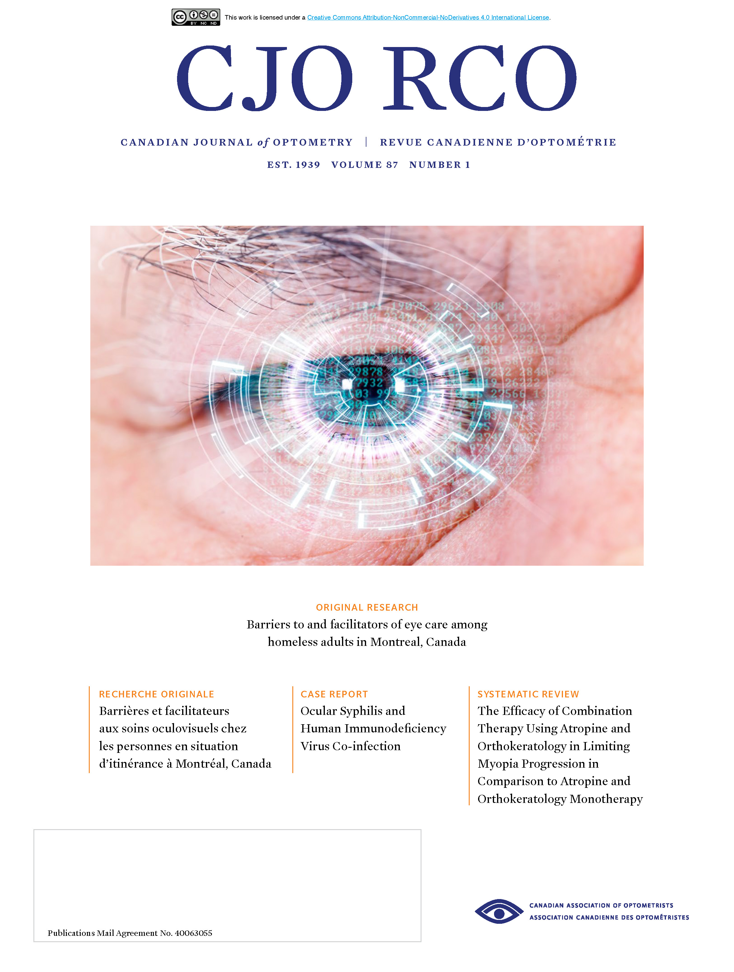 					Afficher Vol. 87 No. 1 (2025): CJO Spring 2025
				