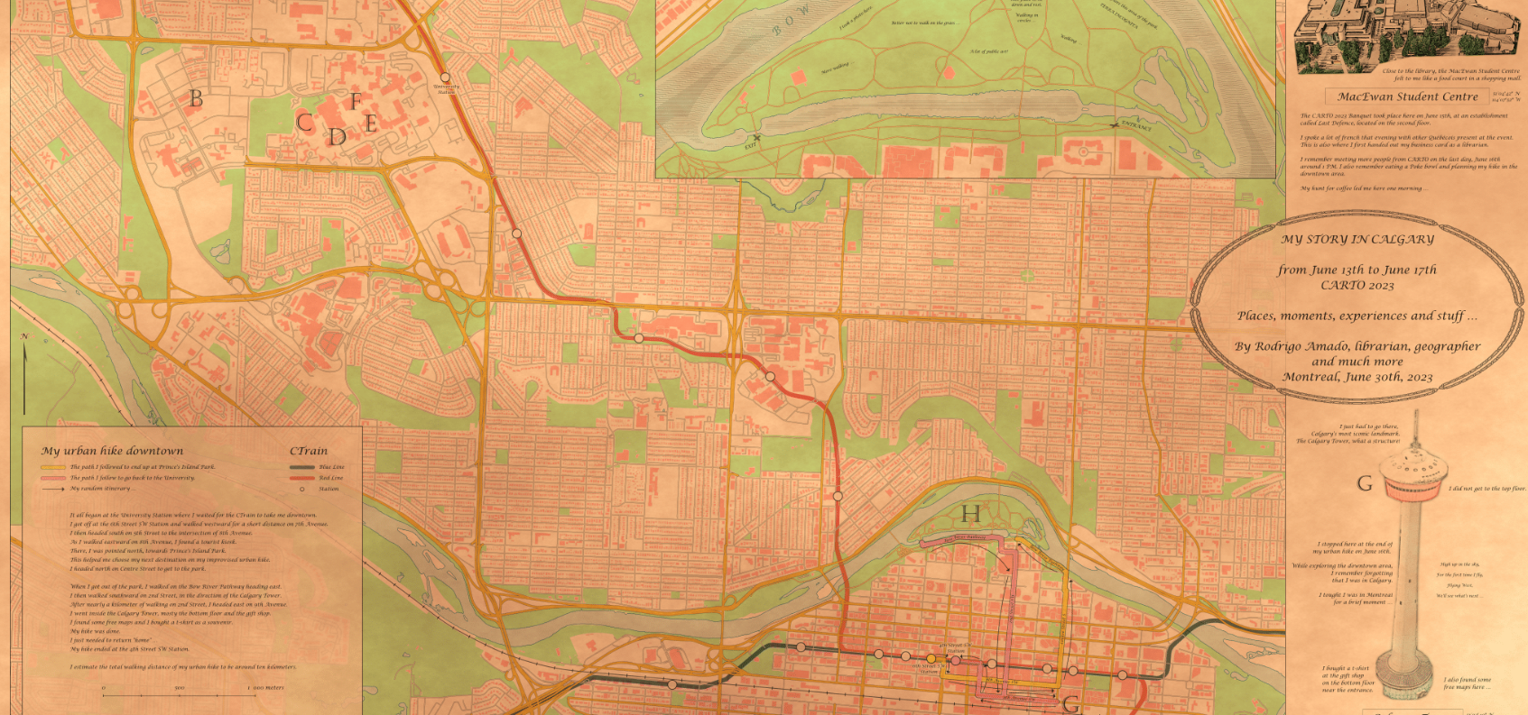 Screenshot of Rodrigo Amado's story map inspired by Carto 2023, Calgary.
